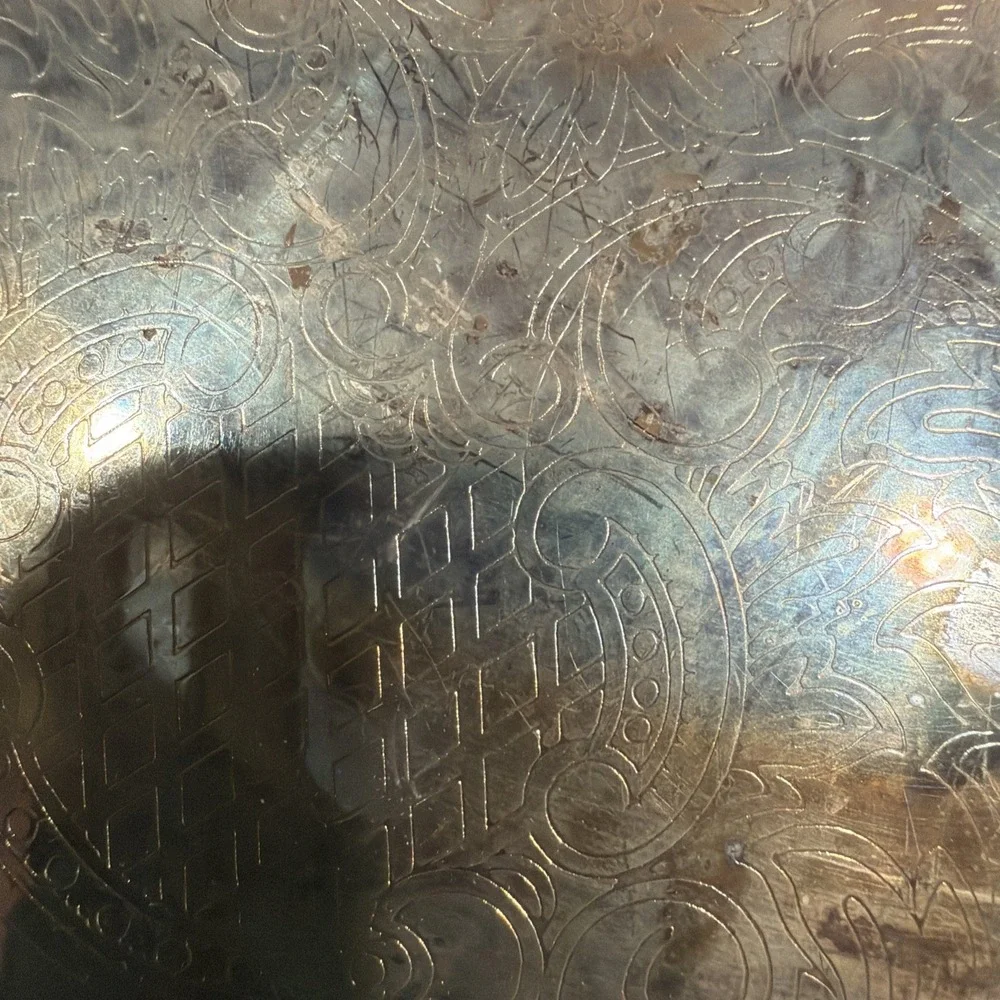 Vintage Silver Plated Etched Serving Tray 12in OLA001